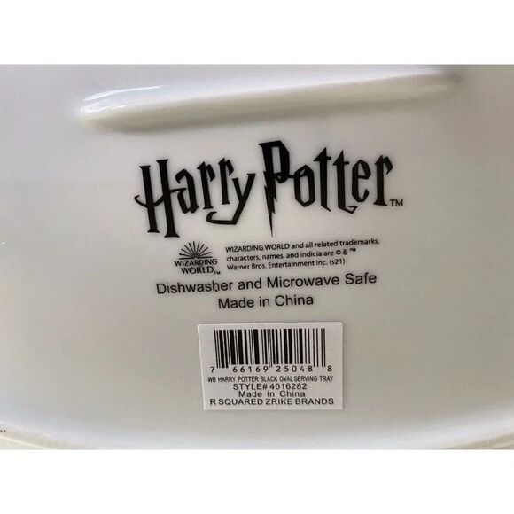 Harry Potter Hogwarts Oval Serving Platter Tray Ceramic Black/Gold Crests NEW - Picture 9 of 9